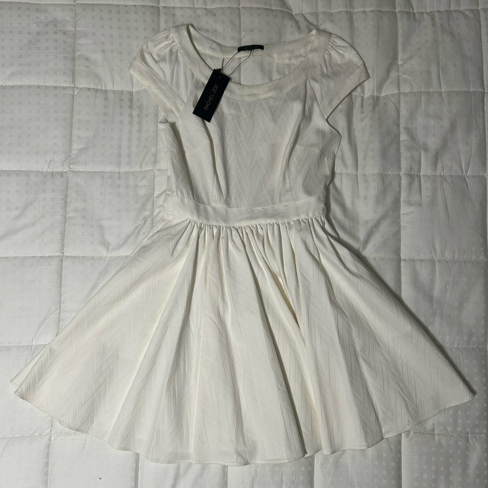 NEW WITH TAGS White Textured Fit & Flare Dress